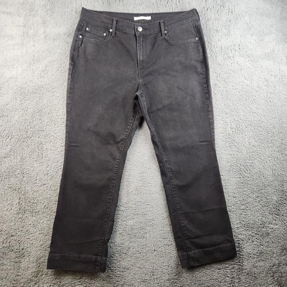 Levis Jeans Womens Size 16 Black Ankle Crop Straight Leg High Rise Stretch Denim